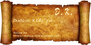 Dudics Klára névjegykártya