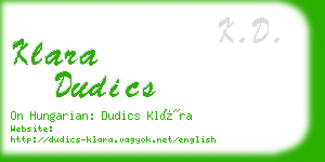 klara dudics business card